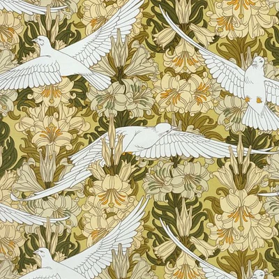 Doves and Lilies Wallpaper Mural