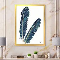 Gold Indigo Feathers IV  Wall Art