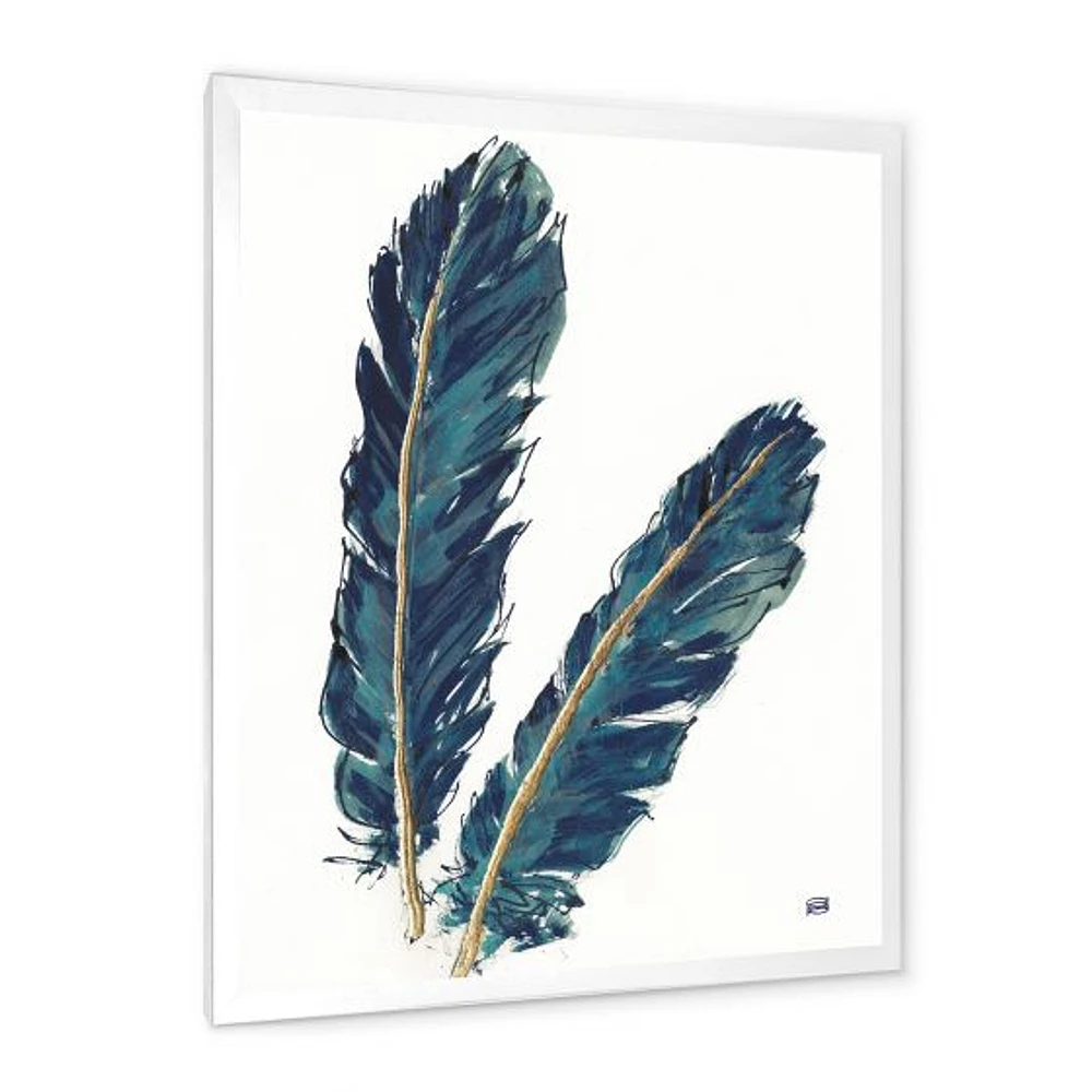 Gold Indigo Feathers IV  Wall Art