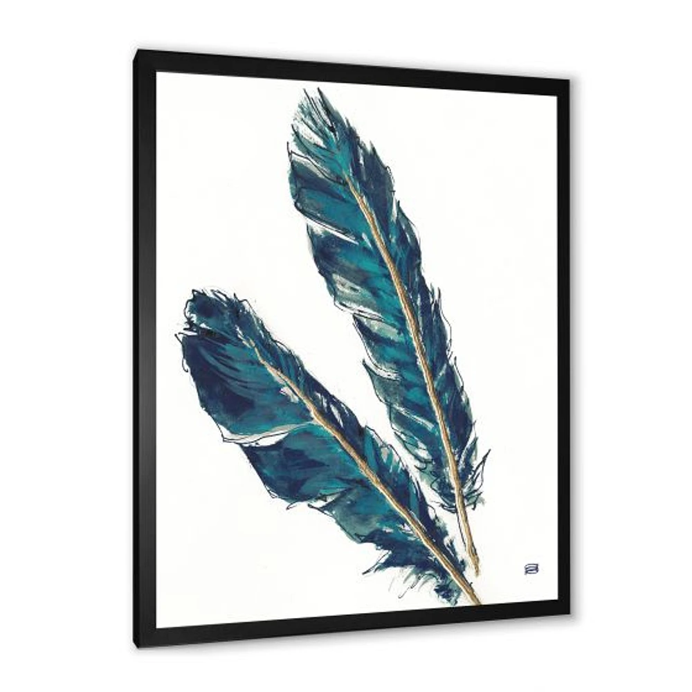 Gold Indigo Feathers III  Wall Art