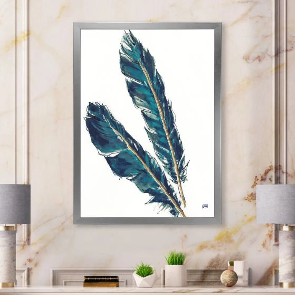 Toile « Gold Indigo Feathers III »