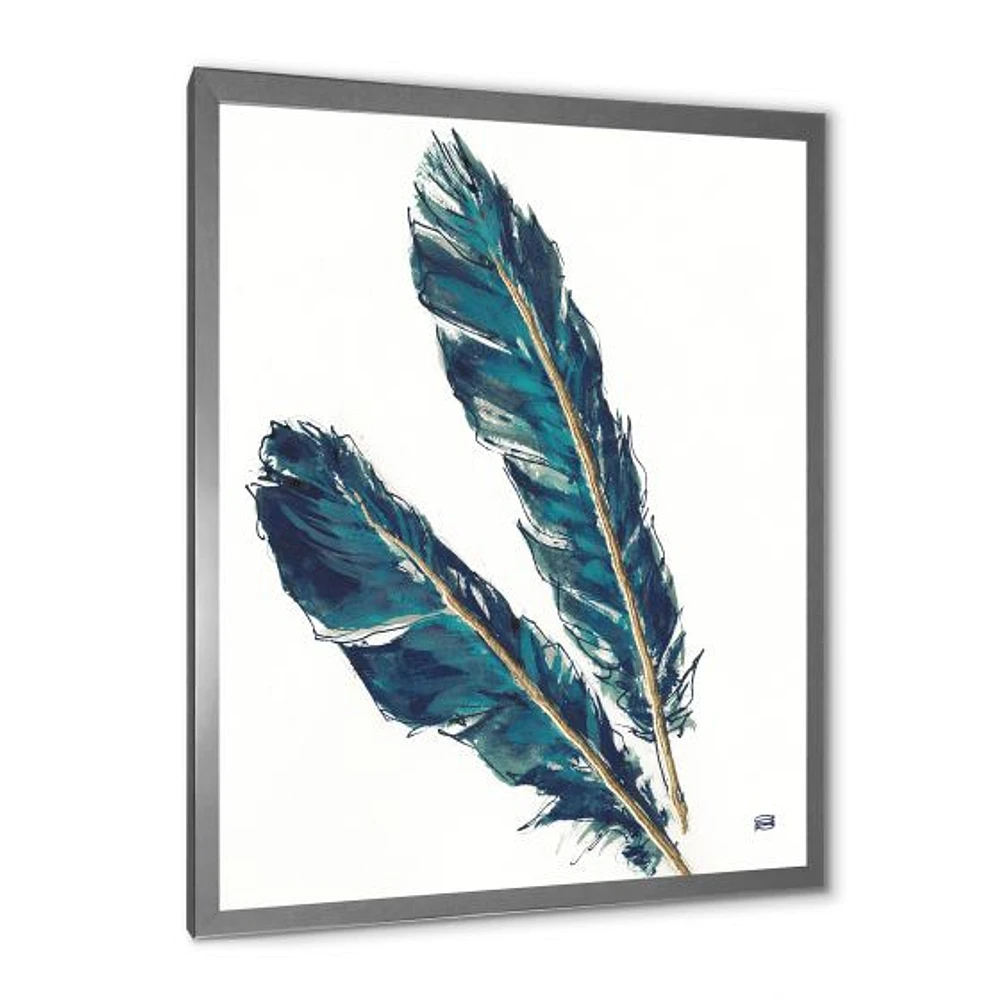 Toile « Gold Indigo Feathers III »