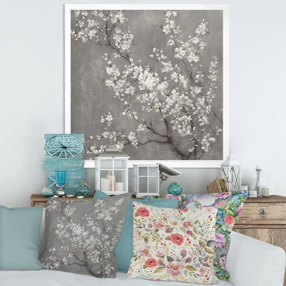 White Cherry Blossoms II  Canvas Wall Art Print