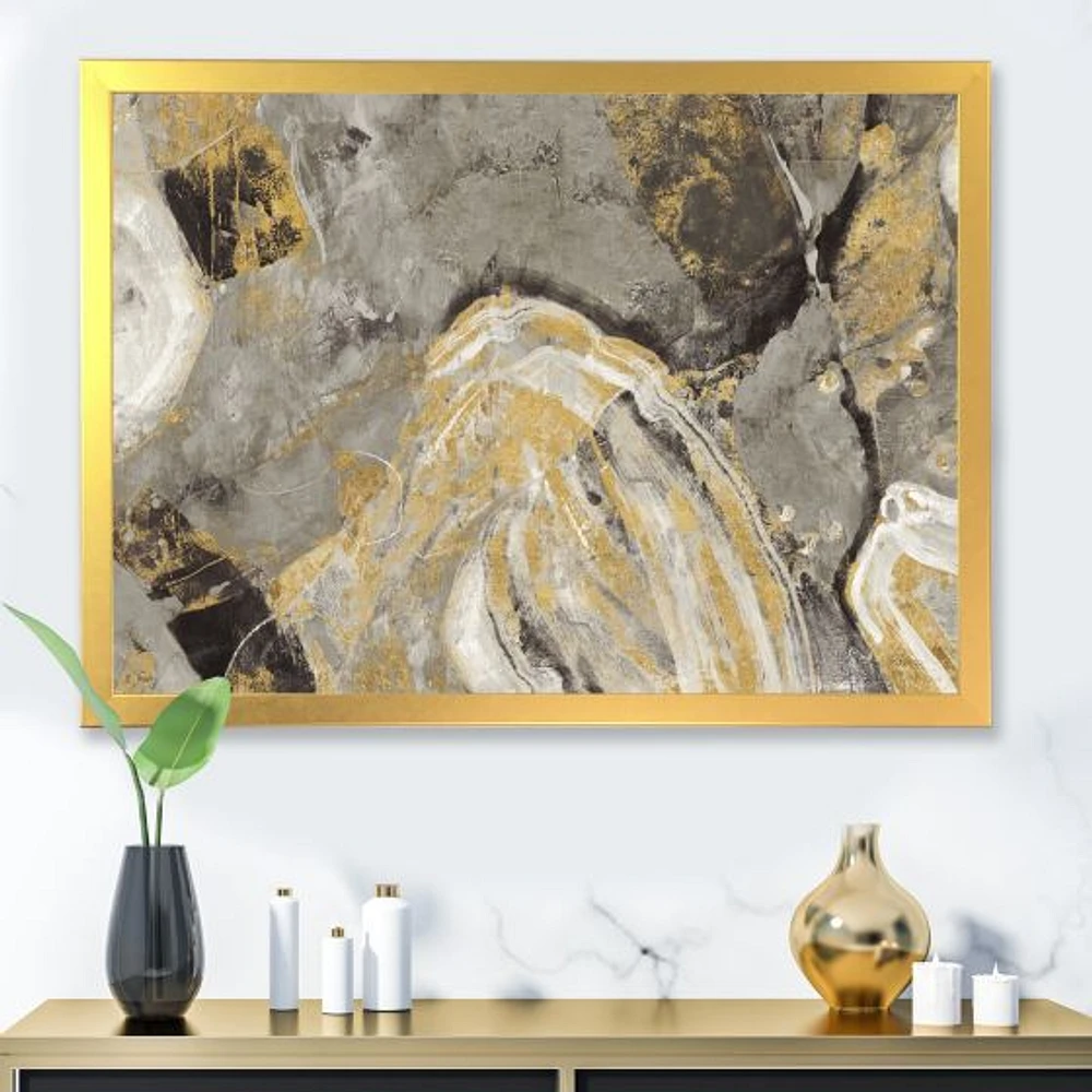 Painted Gold Stone  Canvas Art