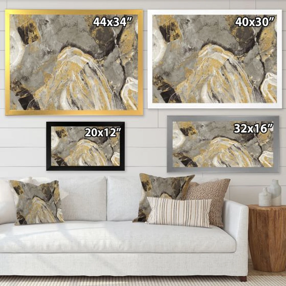 Painted Gold Stone  Canvas Art