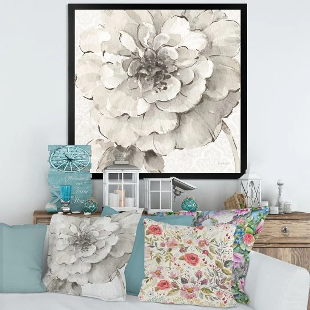 Indigold Grey Peonies I  Canvas Wall Art