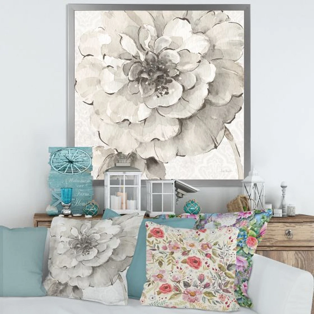 Indigold Grey Peonies I  Canvas Wall Art