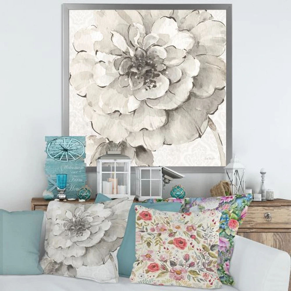 Toile « Indigold Grey Peonies I