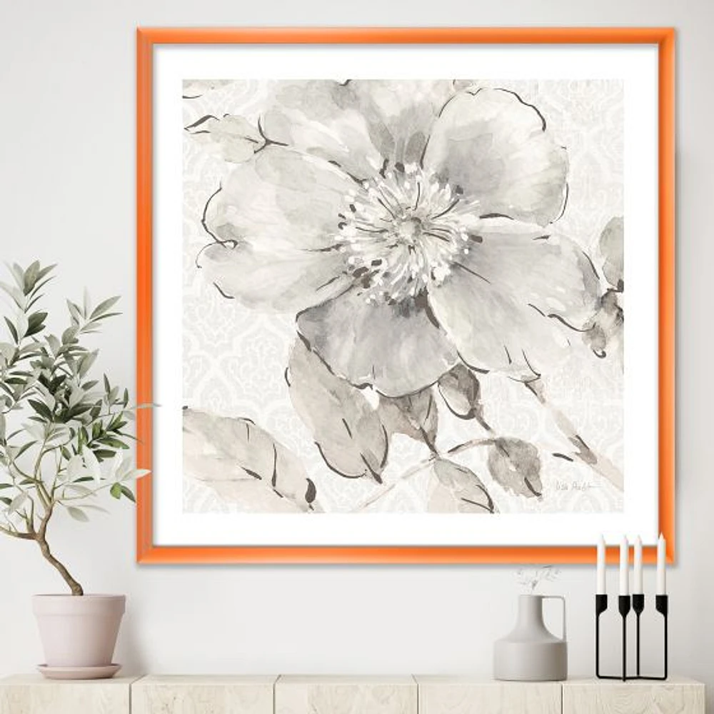 Toile « Indigold Grey Peonies II