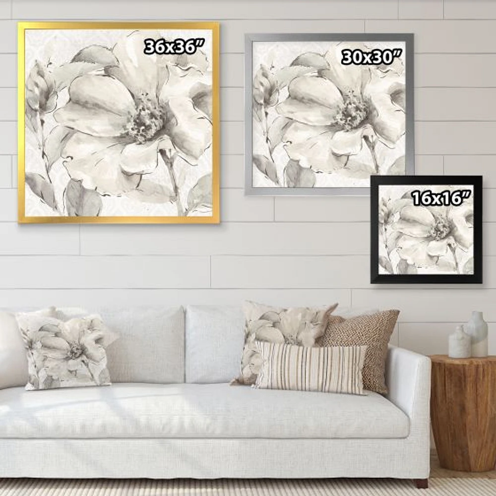 Indigold Grey Peonies IV  Canvas Art