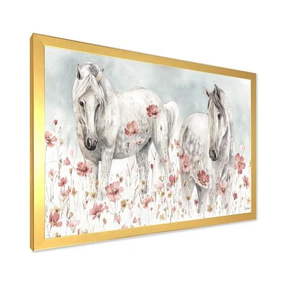 Watercolors Pink Wild Horses  Wall Art