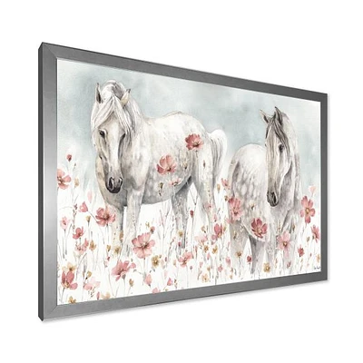 Watercolors Pink Wild Horses  Wall Art