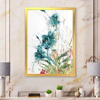 Wild Blue Abstract Farmhouse Flowers Wall Art