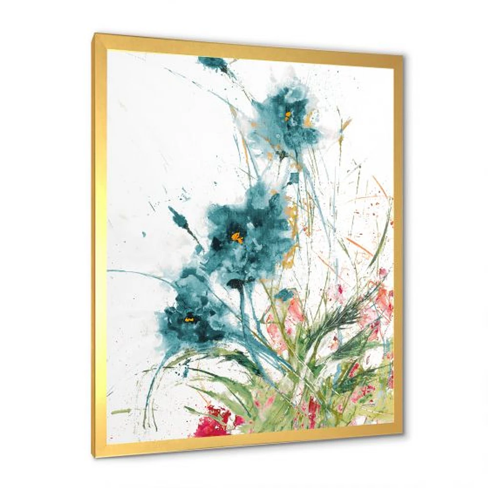 Wild Blue Abstract Farmhouse Flowers Wall Art