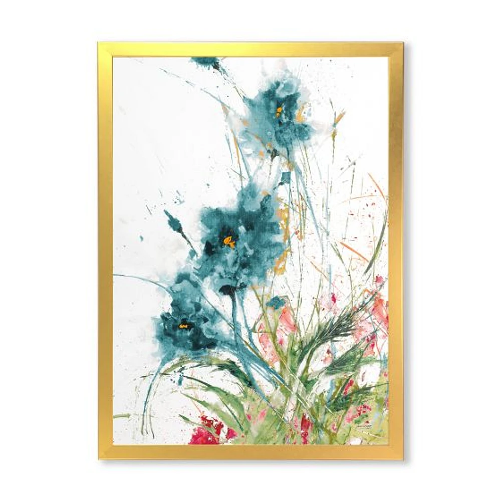 Wild Blue Abstract Farmhouse Flowers Wall Art