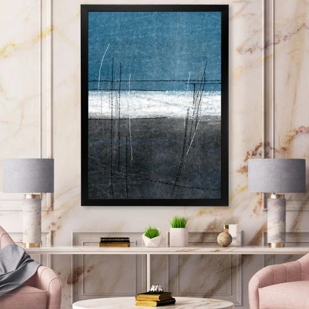 Toile « Teal Meets Grey Abstract Art »