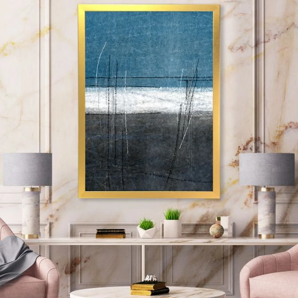 Toile « Teal Meets Grey Abstract Art »