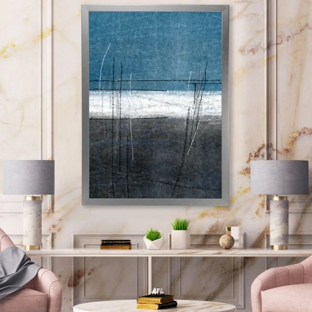 Toile « Teal Meets Grey Abstract Art »