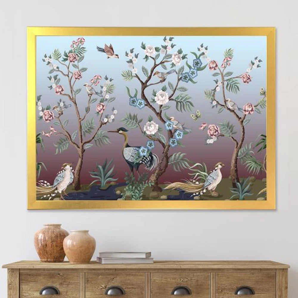 Toile « Chinoiserie with Birds and Peonies XI