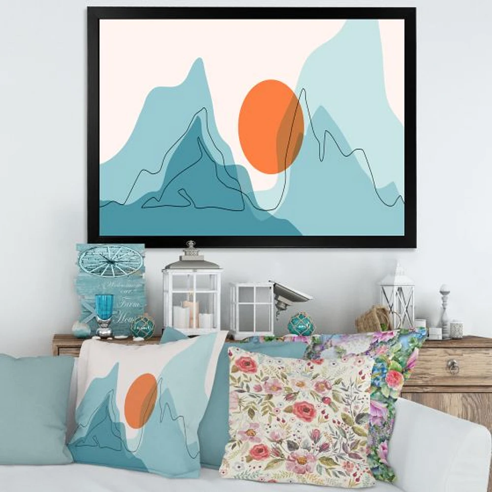 Toile « Red Moon Over Abstract Blue Mountains I