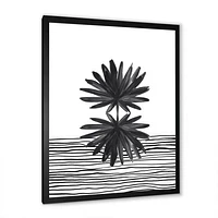 Black and White Tropical Leaf on Striped II  Wall Art