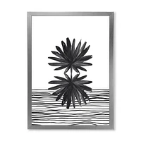 Black and White Tropical Leaf on Striped II  Wall Art