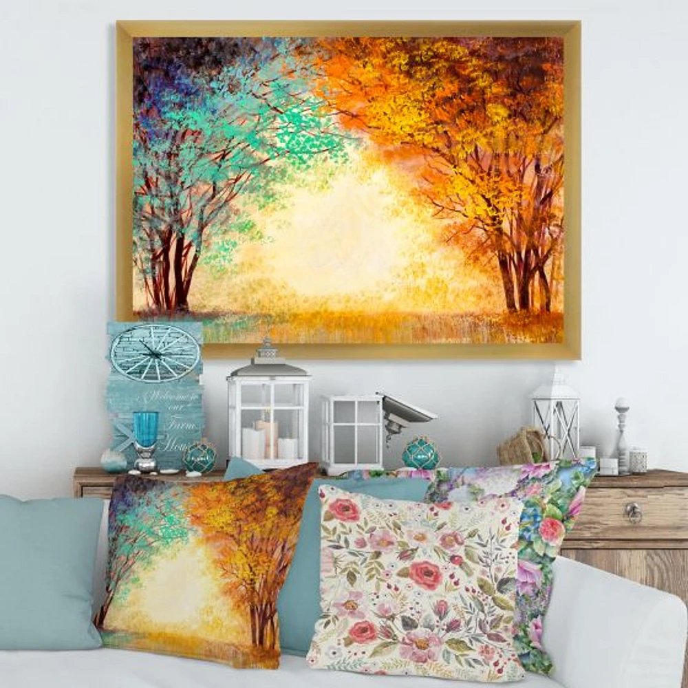 Alley Through The Park Autumn Sunset  Wall Art