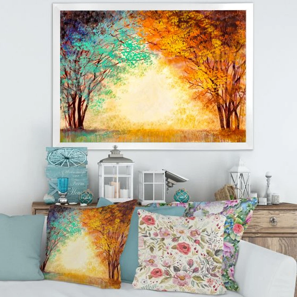 Alley Through The Park Autumn Sunset  Wall Art