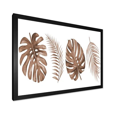 Tropical Monstera and Palm Leaf Terracotta  Wall Art