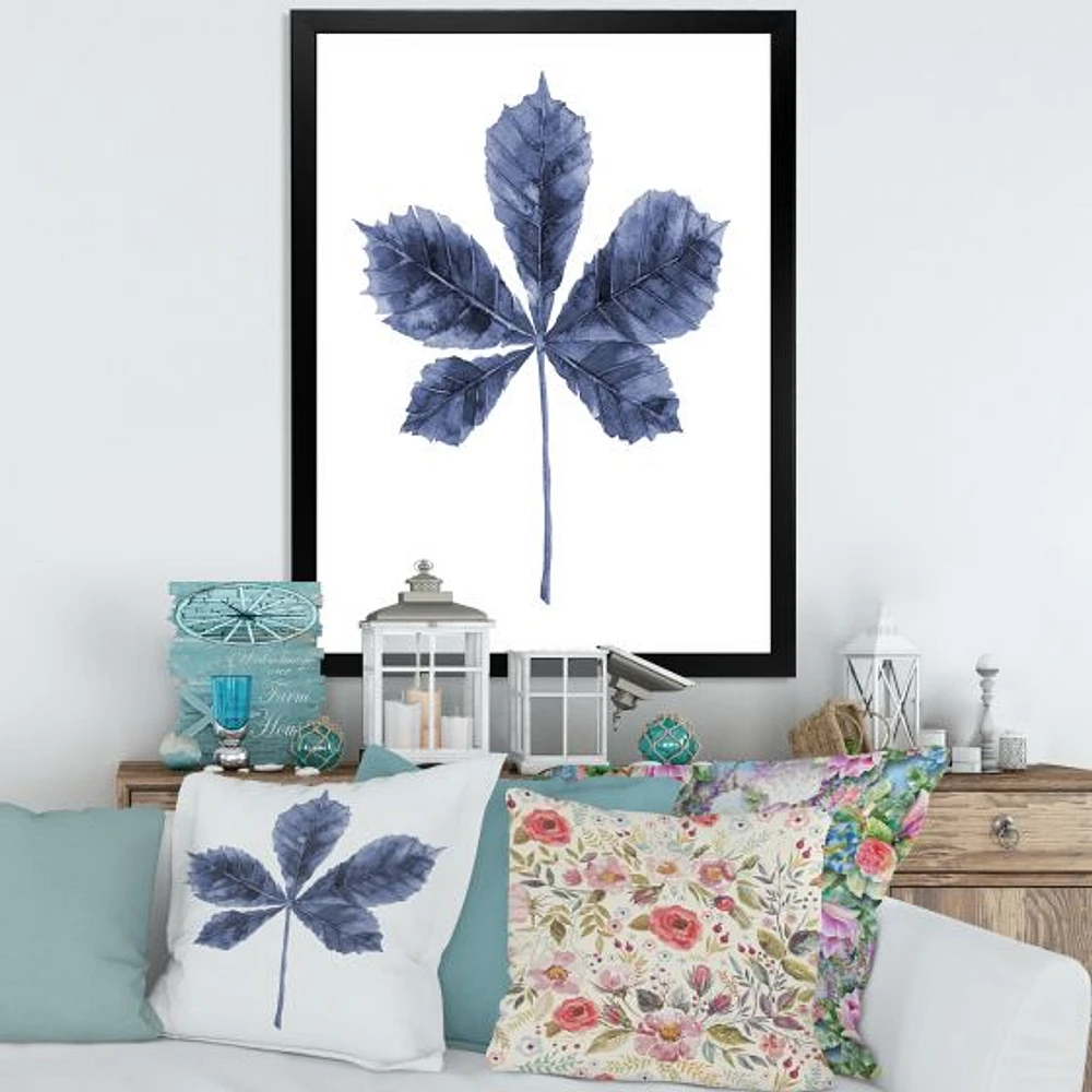 Navy Blue Chestnut Leaf  Wall Art