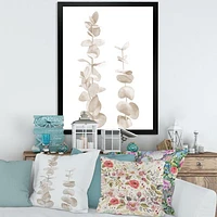 Beige Eucalyptus Branches on White  Wall Art