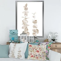 Beige Eucalyptus Branches on White  Wall Art