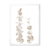 Beige Eucalyptus Branches on White  Wall Art