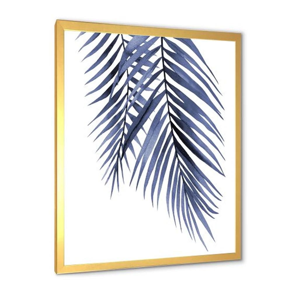 Toile « Blue Palm Leaves Abstract Tropical Branches »