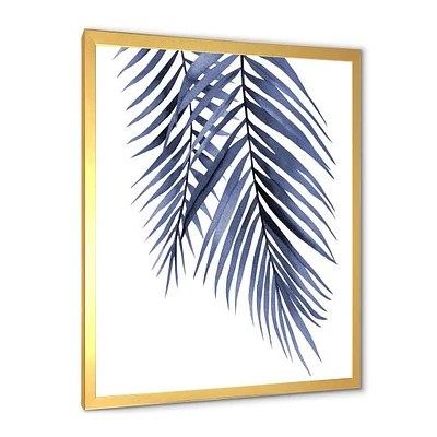 Blue Palm Leaves Abstract Tropical Branches  Wall Art