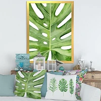 Toile « Green Monstera Leaf Tropical Palm Botanical Detail »