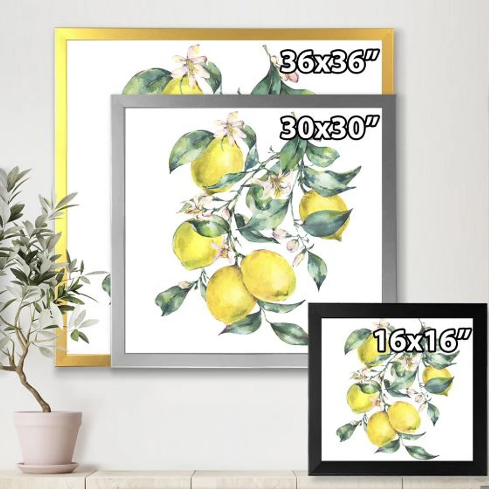 Branch of Yellow Lemons and Leaves I  Wall Art