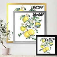 Branch of Yellow Lemons and Leaves I  Wall Art