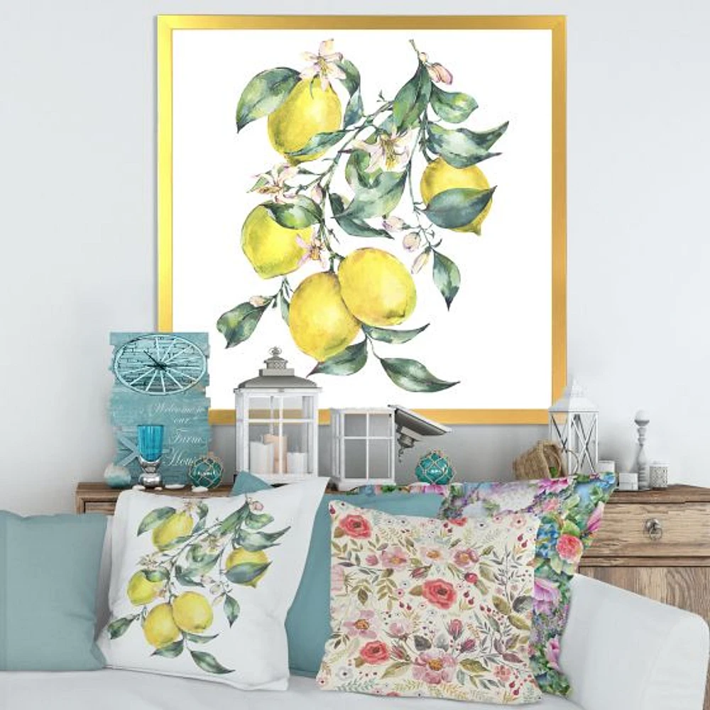 Branch of Yellow Lemons and Leaves I  Wall Art