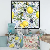 Toile « Lemon Ornament on Blue al Pattern III