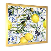 Toile « Lemon Ornament on Blue al Pattern III