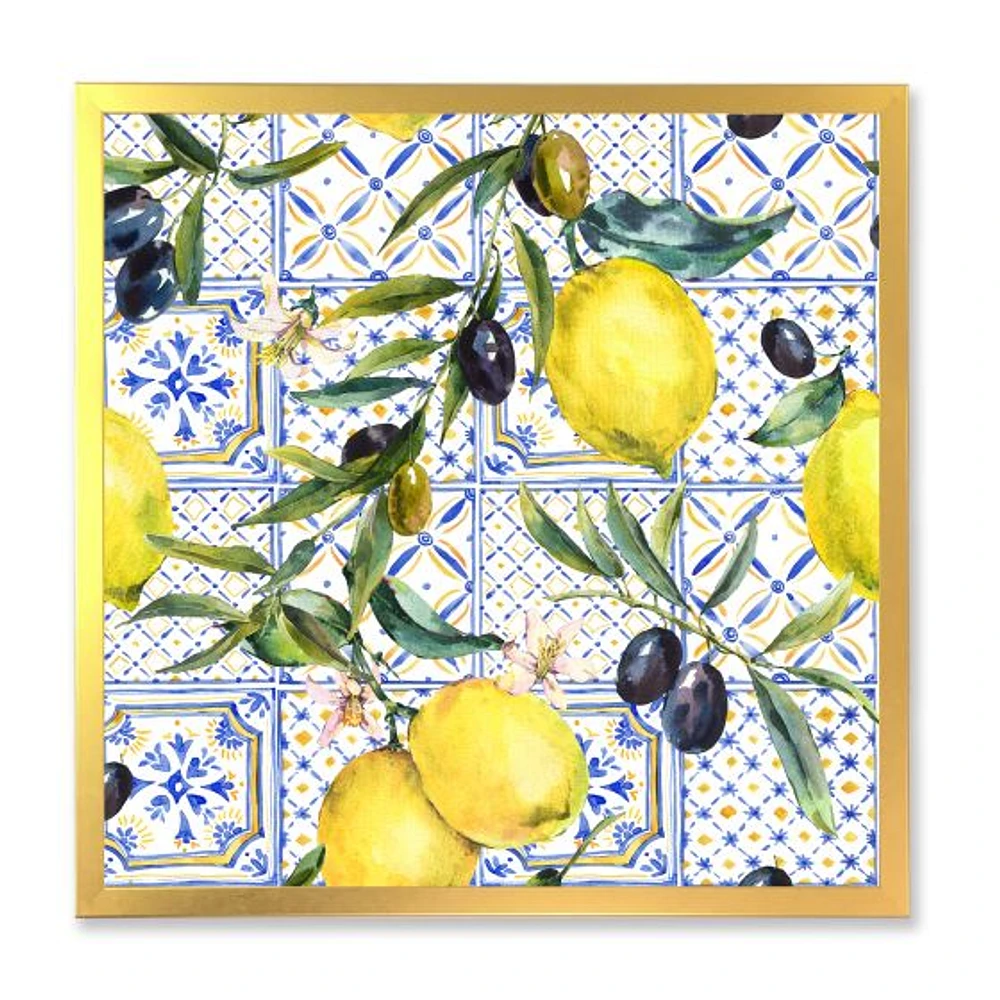 Toile « Lemon Ornament on Blue al Pattern III