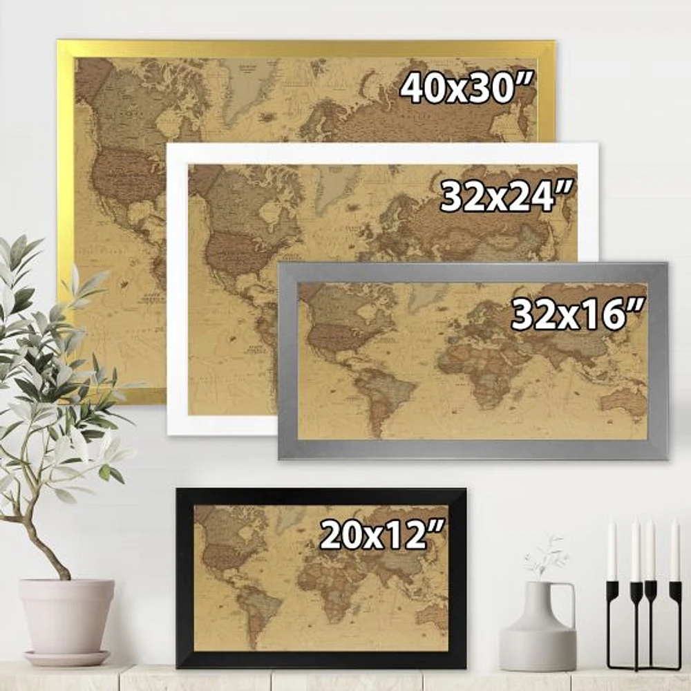 Ancient Map of The World III Canvas Wall Art