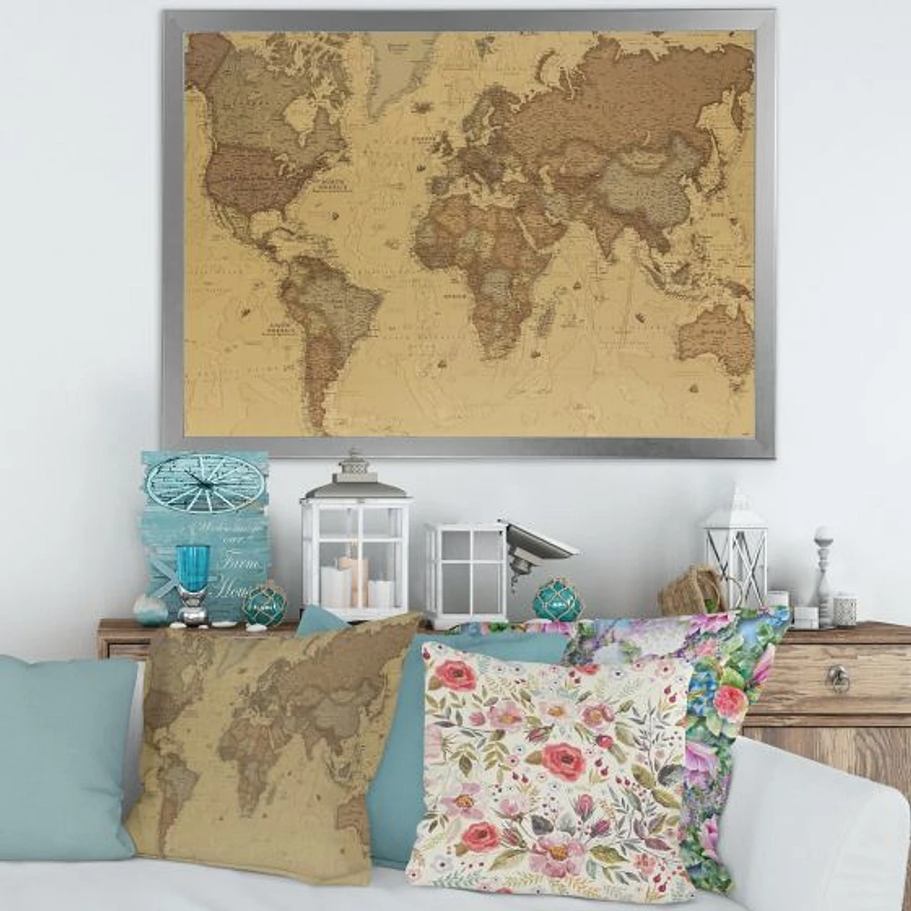 Ancient Map of The World III Canvas Wall Art