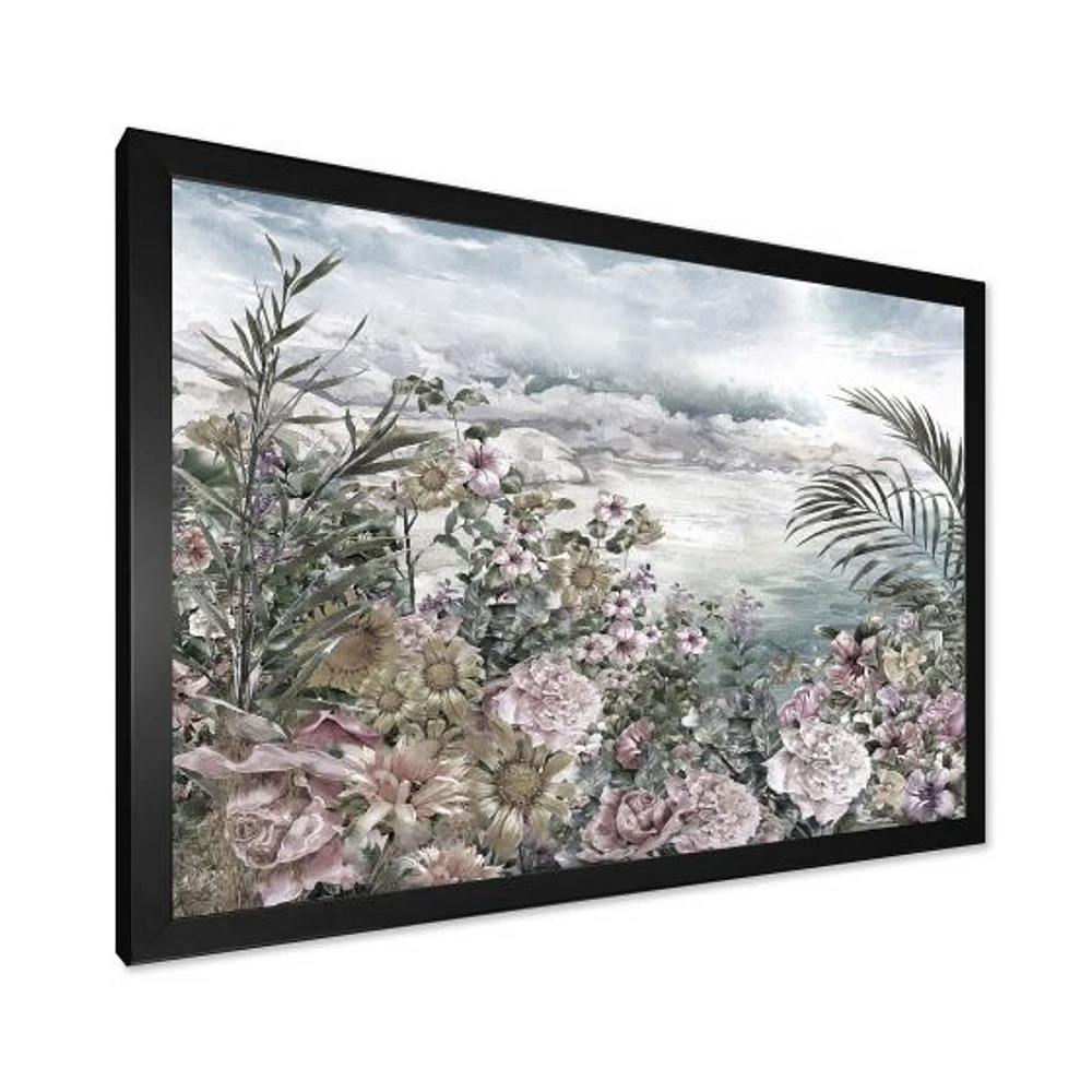 Retro Flowers by The Sea Side  Wall Art