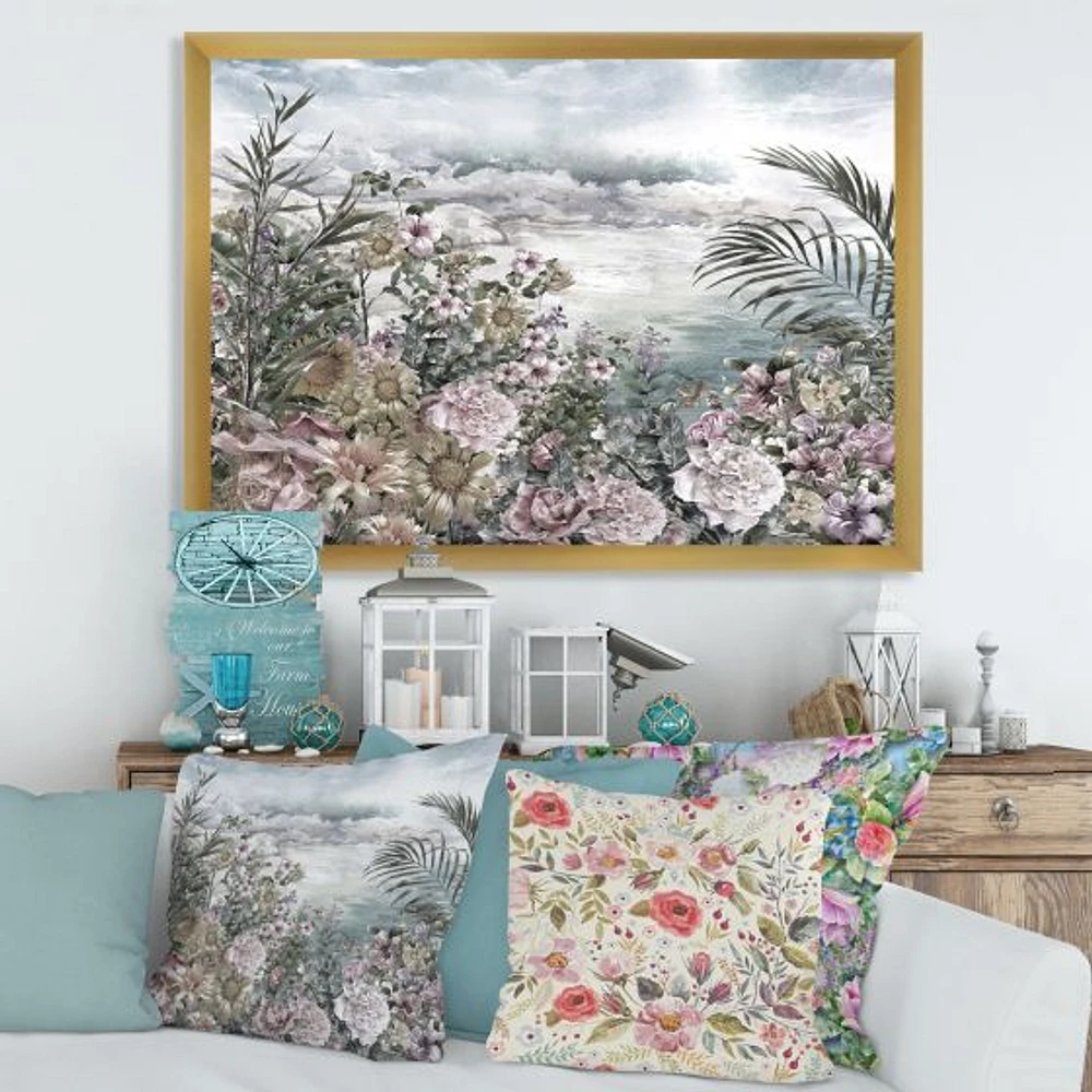 Toile « Retro Flowers by The Sea Side