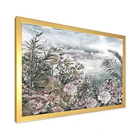 Retro Flowers by The Sea Side  Wall Art