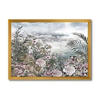 Retro Flowers by The Sea Side  Wall Art