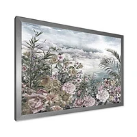 Retro Flowers by The Sea Side  Wall Art