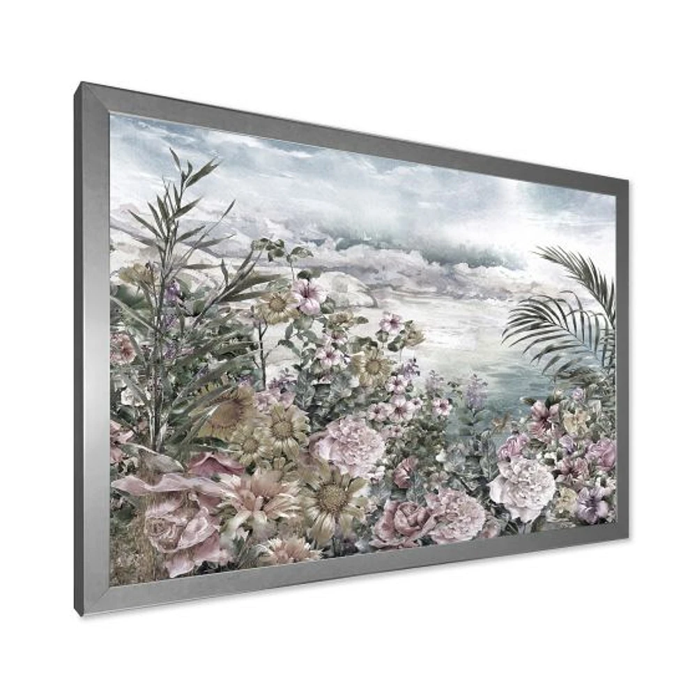 Retro Flowers by The Sea Side  Wall Art